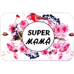 Magnet cartonat rotunjit, Super Mama!